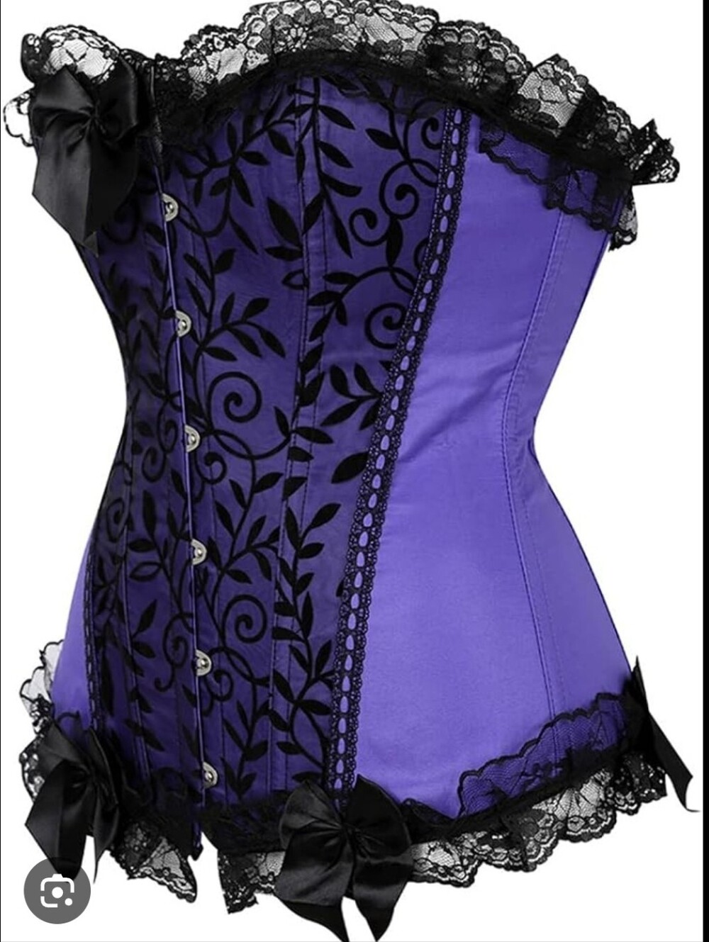 Purple Lace-Trim Satin Corset Bustier
